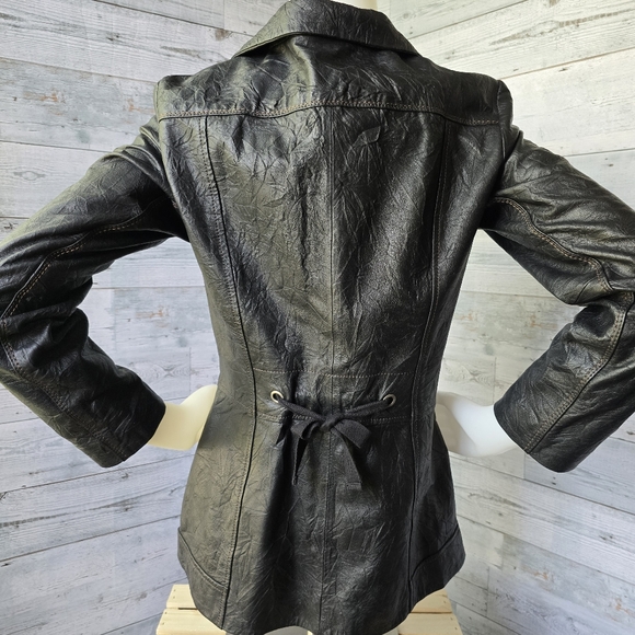 Danier Wrinkled Texture Black Leather Jacket Womens Small - Picture 6 of 16